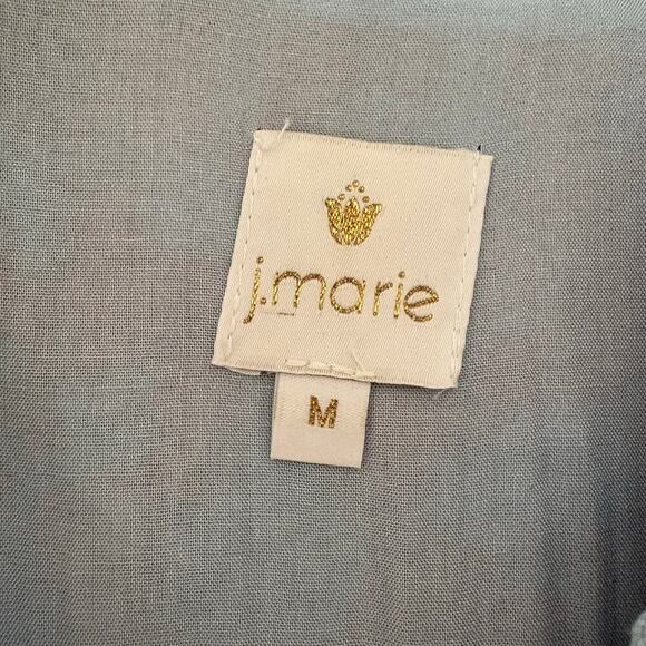 J Marie Embroidered Raelyn Top Blue Pink Flutter Sleeves Size M - Picture 3 of 6